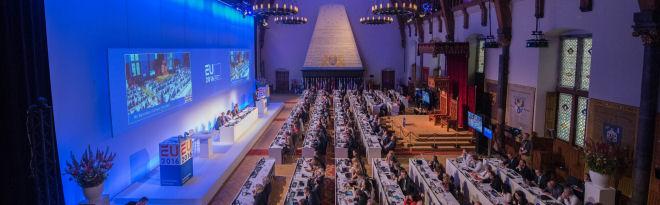 Parliamentarians from the Euopean Union in the Hall of Knights at one of the conferences the Senate and the House of Representatives organised during the first half of 2016